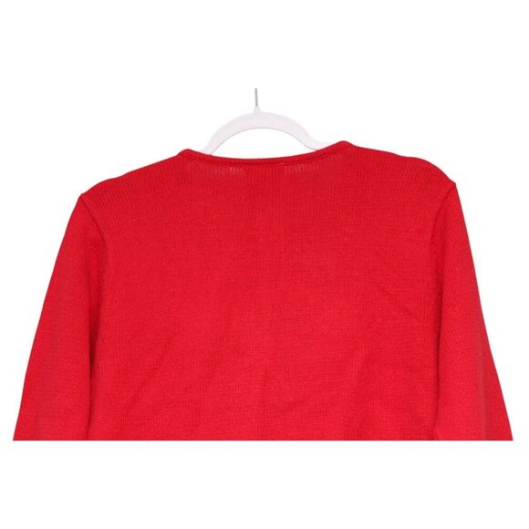 Vintage 90s Cardigan Sweater Small Petite Colorful Snowman Holiday Winter Ramie - Picture 10 of 11